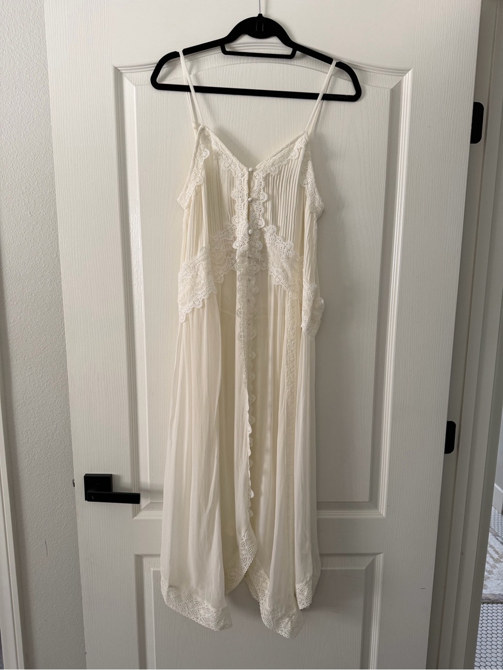 Free People Cream Lace-Trimmed Slip Dress